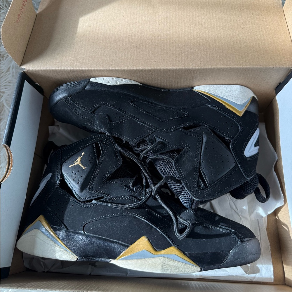 Jordan True Flight Black and Gold Sneakers